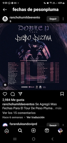 Entradas Fechas Y Conciertos De Peso Pluma En 2024 2023 Songkick