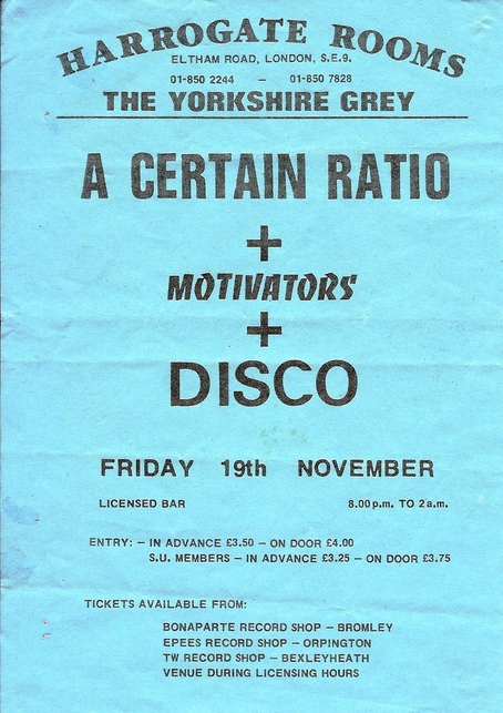 19 Nov 1982, Harrogate Rooms, Eltham Road, London - ACR Gigography
