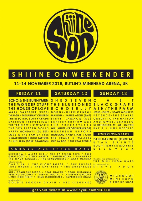 Shiiine On Weekender 2016 Minehead Line Up Photos And Videos Nov 2016