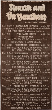 Siouxsie & The Banshees Concert Tickets - 2026 Tour Dates