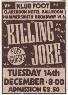 Killing Joke Concert Tickets - 2026 Tour Dates
