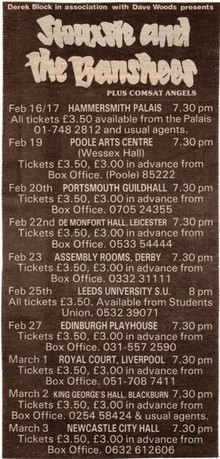 Siouxsie & The Banshees Concert Tickets - 2026 Tour Dates