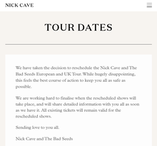 Nick Cave and The Bad Seeds Concert Tickets - 2024 Tour Dates.