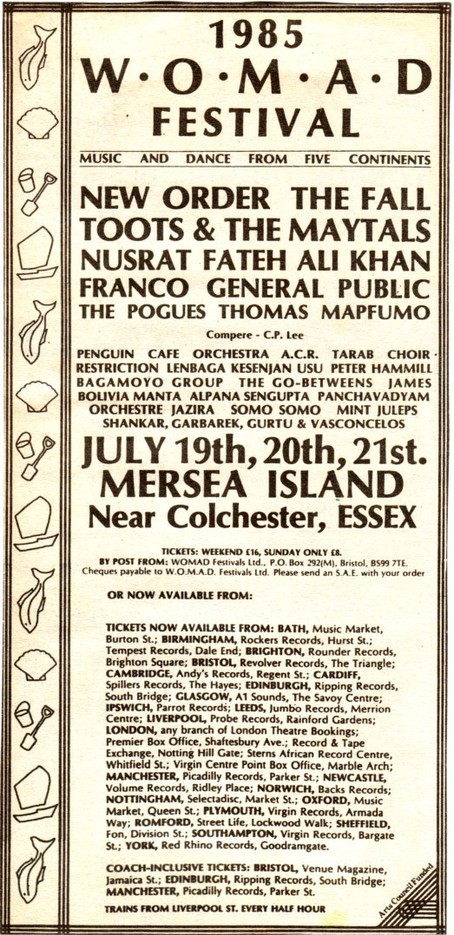 20 Jul 1985, WOMAD, Mersea Island, Essex - ACR Gigography