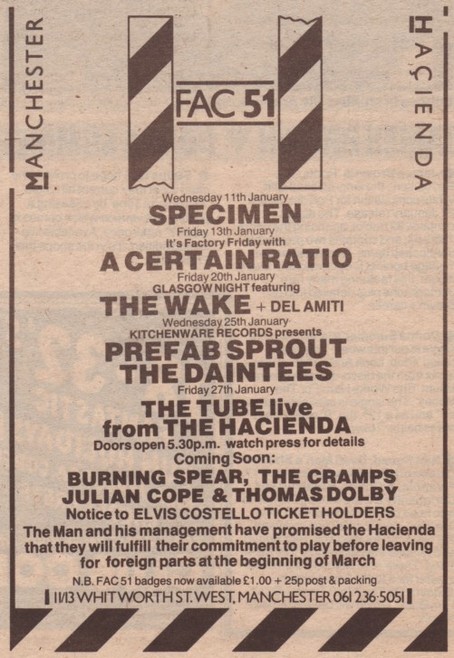 13 Jan 1984, The Haçienda, Manchester - ACR Gigography
