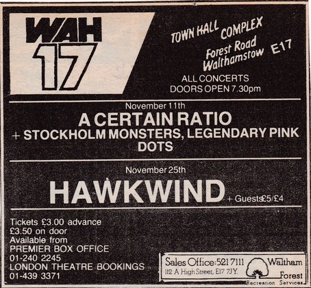 11 November 1985, Assembly Hall, Walthamstow - ACR Gigography