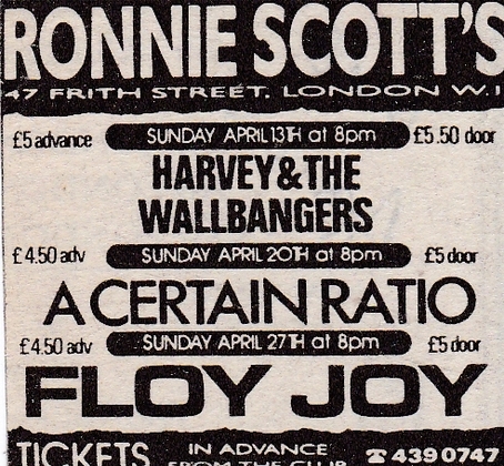 20 Apr 1986, Ronnie Scotts, London - ACR Gigography